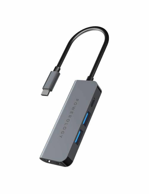 Powerology - 4 in 1 USB-C Hub with HDMI & USB 3.0