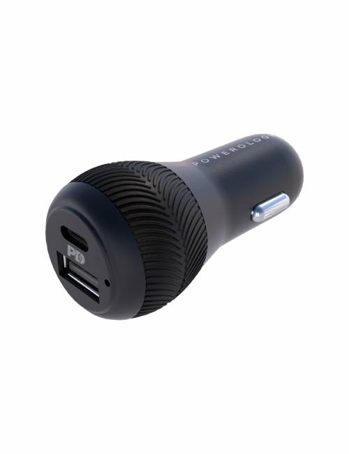 Dual Port Car Charger 30W USB 2.4A + PD 18W with Type-C to Mfi Lighting Cable 0.9M