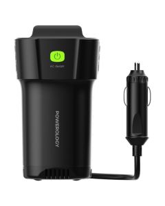 P150INVBK - Powerology 150W Inverter AC Universal USB A 2 Type-C DC Car 12V10A - Black