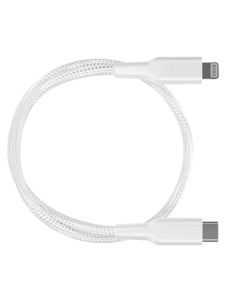 PCAB006WH - Powerology MFI Braided Type-C to Lightning Cable 30CM - White