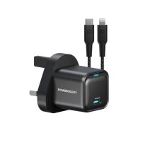 PWCUQC016-L - Powerology 20W Single C Port PD Charger UK  with Type C to Lightining  MFI 27W Cable - Black