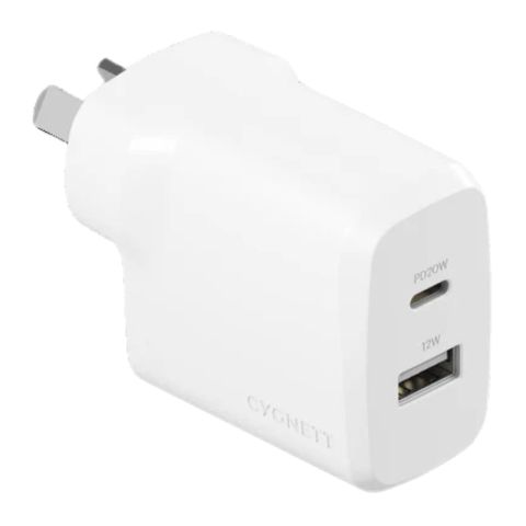 Cygnett - PowerPlus 32W USB-C Wall Charger with Dual Ports UK - White