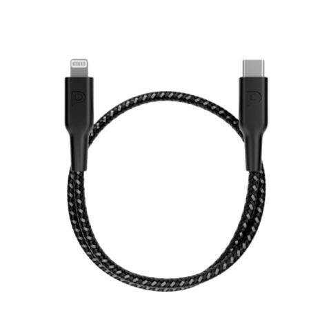 PCAB006BK - Powerology MFI Braided Type-C to Lightning Cable 30CM - Black