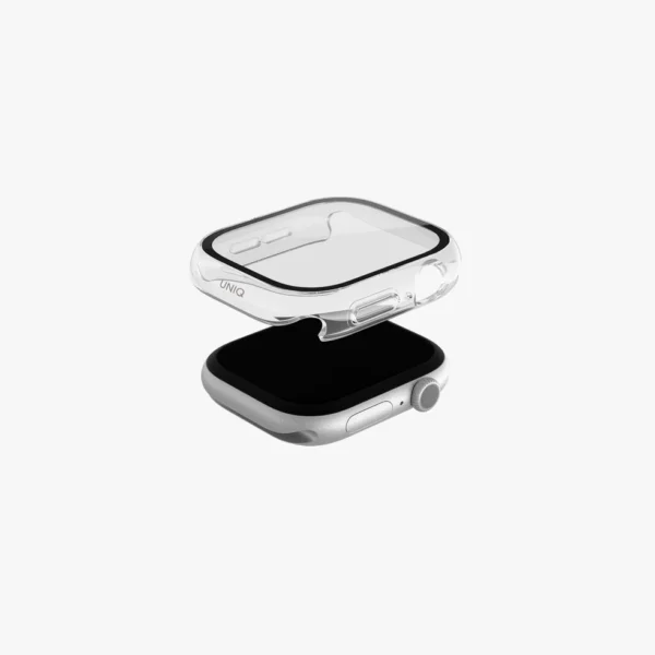 UNIQ Nautic Apple Watch Case with Curved Tempered Glass Screen Protector for Series 10 – Clear