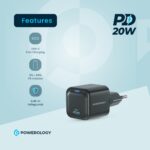 Powerology Ultra-Compact GaN Charger PD 20W EU - Black - Image 3