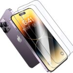 MOCOLL Screen Protector, Ultra-Clear Tempered Glass 9H hardness, Eye Protection Anti Glare, Case Friendly (iPhone 14 Pro)