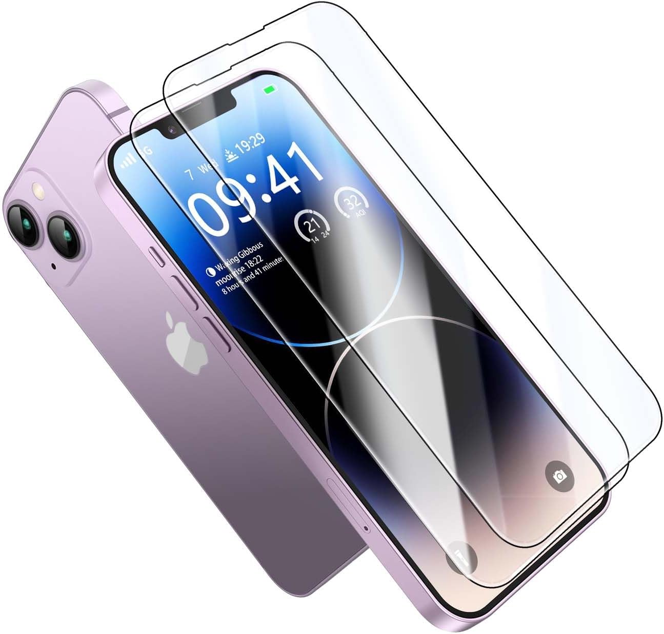 61v5tDbk-XL._AC_SL1500.jpg MOCOLL Screen Protector, Ultra-Clear Tempered Glass 9H hardness, Magic Box Installation, Eye Protection Anti Glare, Case Friendly (iPhone 14) - Image 1