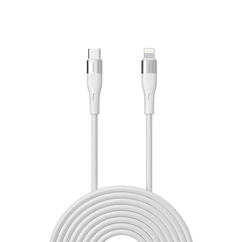 mocoll-fast-charging-cable-usb-c-usb-c-to-lightning-white.webp Fast Charging Cable USB-C Durable 6ft White - Image 1