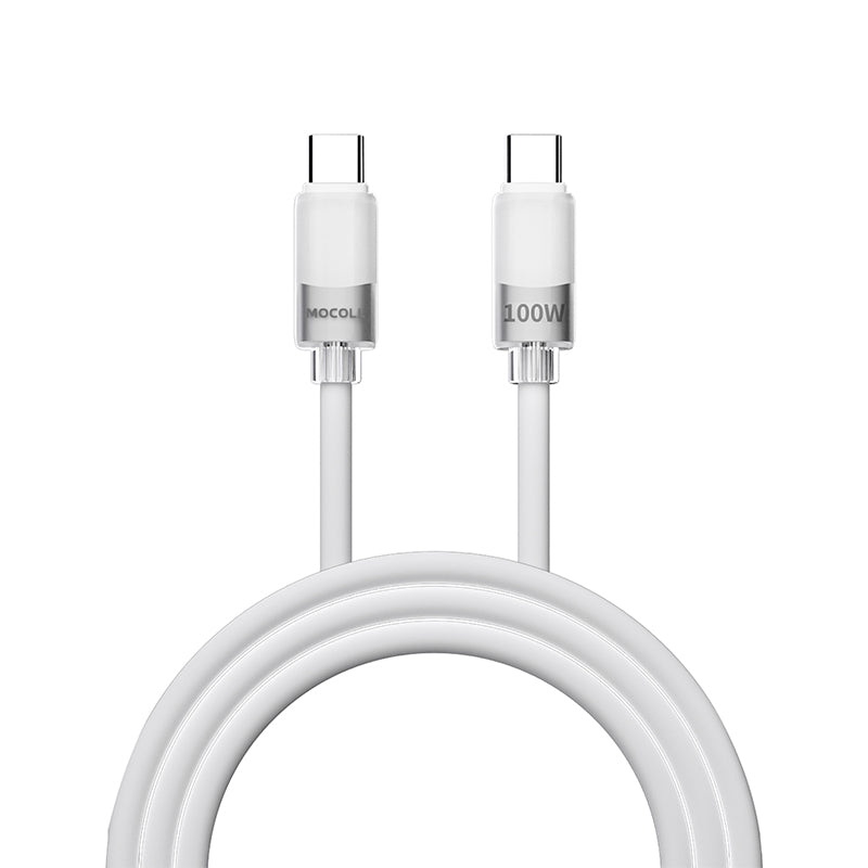 mocoll-tiny-icy-crystal-usb-c-cable-coiled-with-100w-power-rating.jpg Tiny Icy Crystal USB-C Cable 100W Fast Charging - Image 1