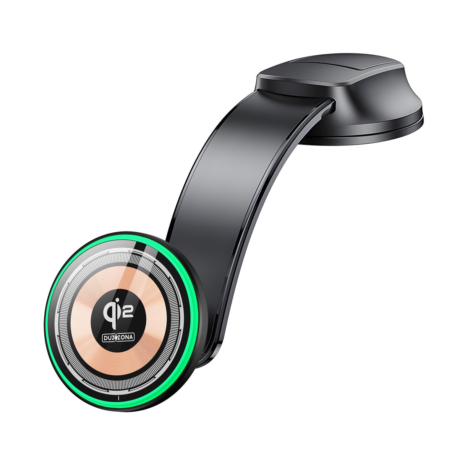 15W-QI2-WIRELESS-CAR-CHARGER Duzzona V5 Pro Qi2 15W Magnetic Wireless Car Charger - Black - Image 1