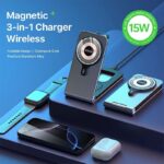 Duzzona Foldable 3in1 15W Magnetic Wireless Charger Stand - Image 3