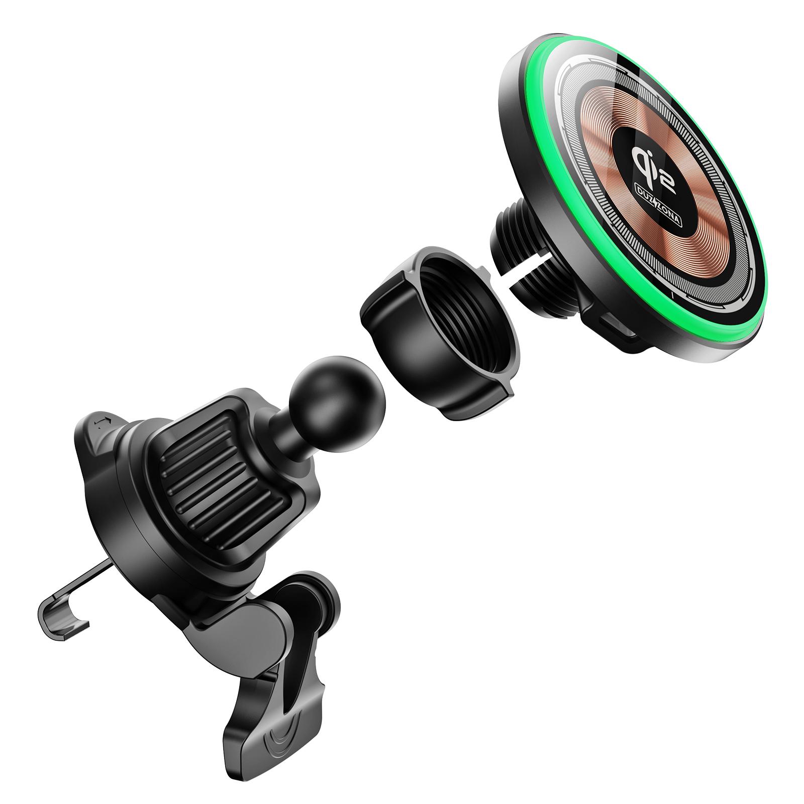 qi2-wireless-car-charger-15w- Duzzona V5 Qi2 15W Magnetic Wireless Car Charger - Black - Image 1