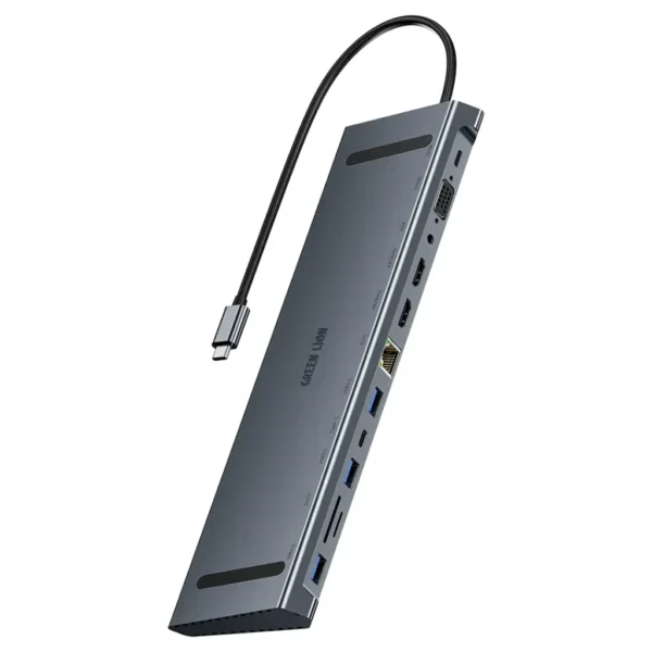 Green Lion 12-in-1 4K HDMI Ethernet USB-C Hub - Gray