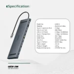 Green Lion 12-in-1 4K HDMI Ethernet USB-C Hub - Gray - Image 3