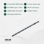 Green Lion 12-in-1 4K HDMI Ethernet USB-C Hub - Gray - Image 5