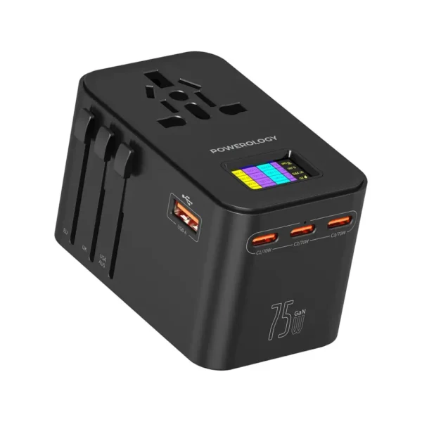 Powerology GaN 75W Universal Charger - Black