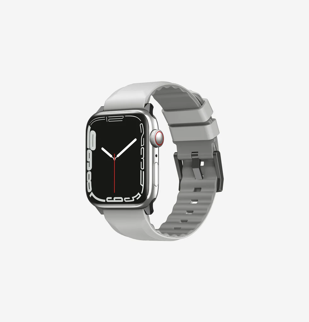 2-Linus-grey-45-Main-lores_1024x1024.jpg Uniq LINUS Airosoft Silicone Apple Watch Strap for Series 1-10, SE/SE2 41/40/42MM - 44/45/46/49MM - Chalk (Grey) - Image 1