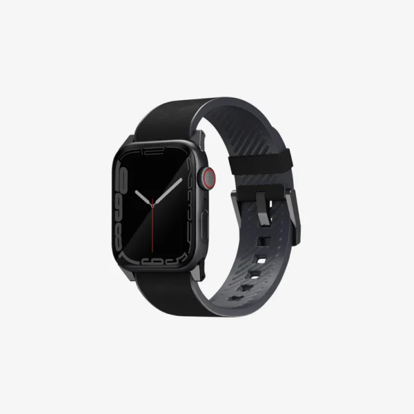 Uniq STRADEN Genuine Leather Hybrid Apple Watch Strap for Series 1-11, SE/SE2/SE3 & Ultra/2/Ultra/3 (49/45/44/46MM) - (Black)