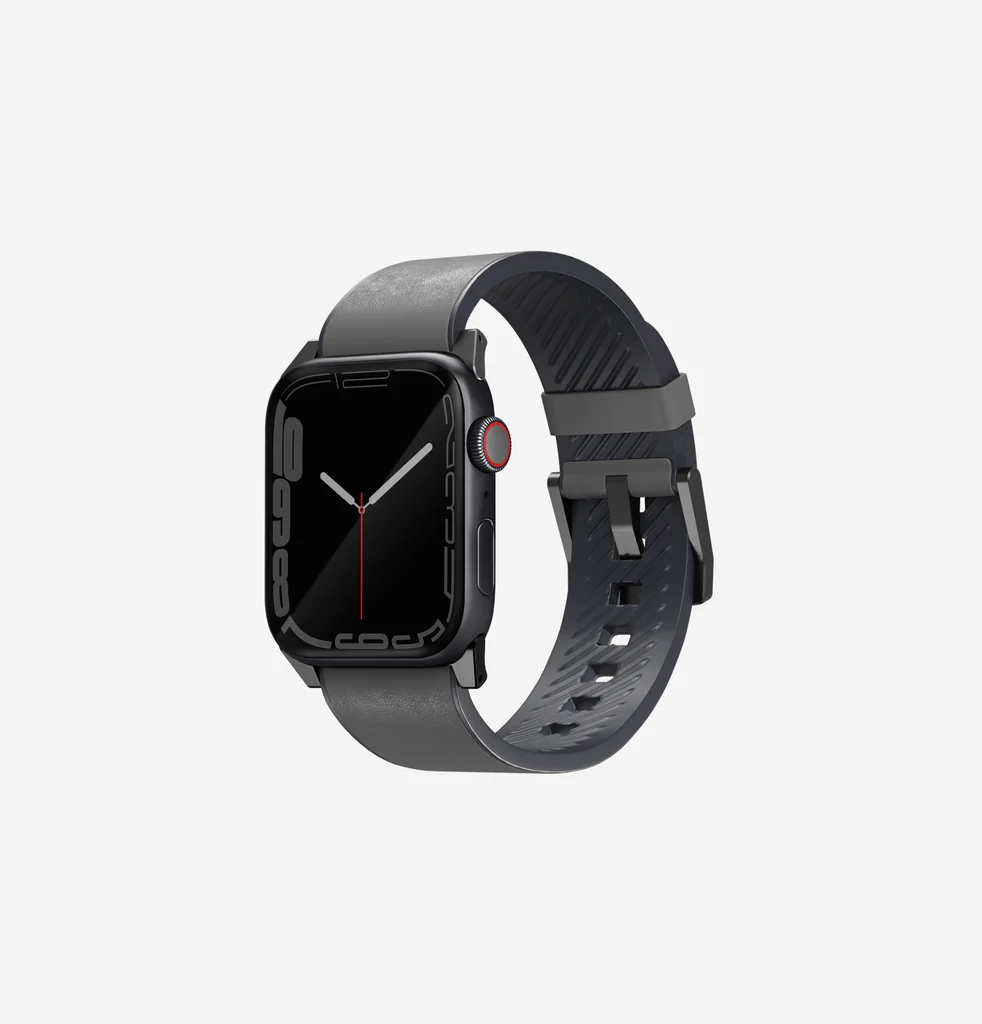 Straden-Grey Uniq STRADEN Genuine Leather Hybrid Apple Watch Strap for Series 1-11, SE/SE2/SE3 & Ultra/2/Ultra/3 (49/45/44/46MM) - (Grey) - Image 1