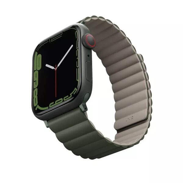 Uniq Revix Reversible Magnetic Apple Watch Strap for Series 1-11, SE/SE2/SE3 & Watch Ultra 2/3 49/45/44/46MM - (Green/Taupe)