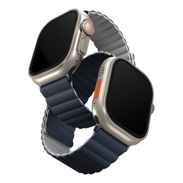 Uniq Revix Reversible Magnetic Apple Watch Strap for Series 1-11, SE/SE2/SE3 & Watch Ultra 2/3 49/45/44/46MM - (Ash Blue/White)