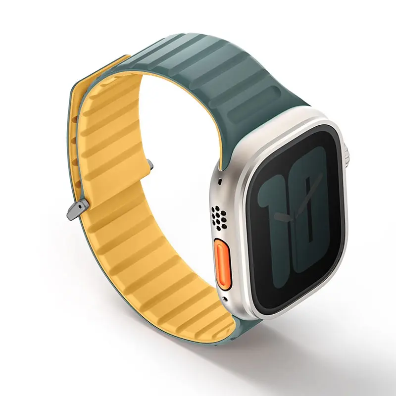 Uniq Revix Evo Reversible Magnetic Apple Watch Strap for Series 1-11, SE/SE2/SE3 & Watch Ultra 2/3 49/45/44/46MM – Green/Yellow - Image 1