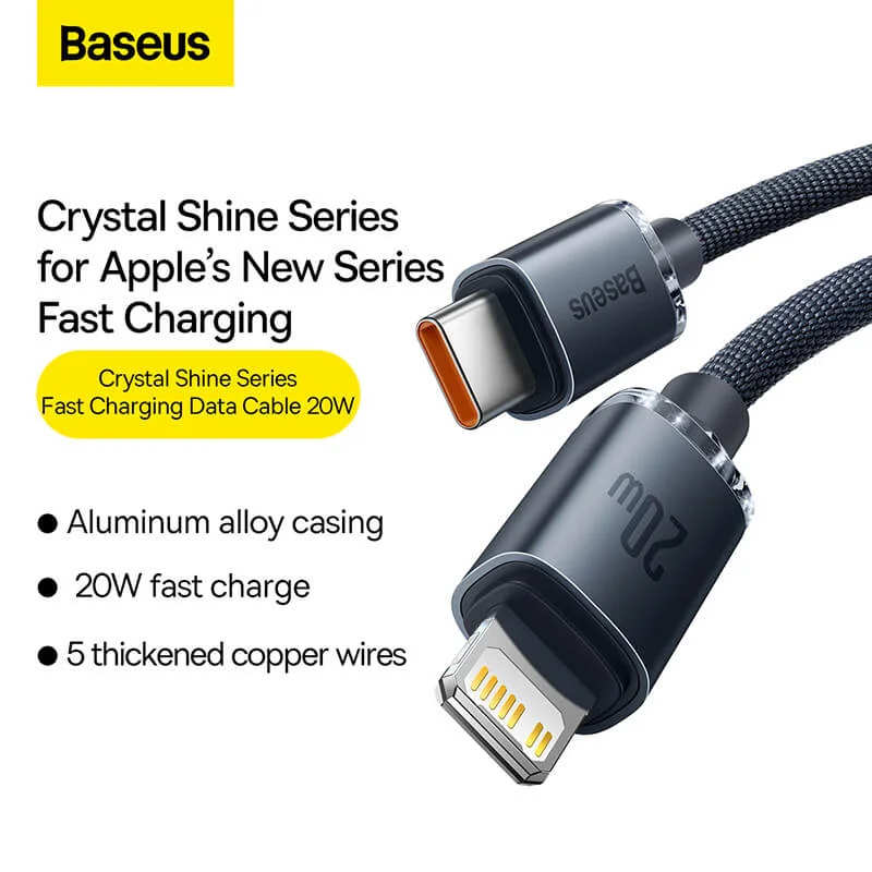 SKU: CAJY000201 Baseus Fast Charging Data Cable Type-C to iP 20W | Crystal Shine Series - Image 1