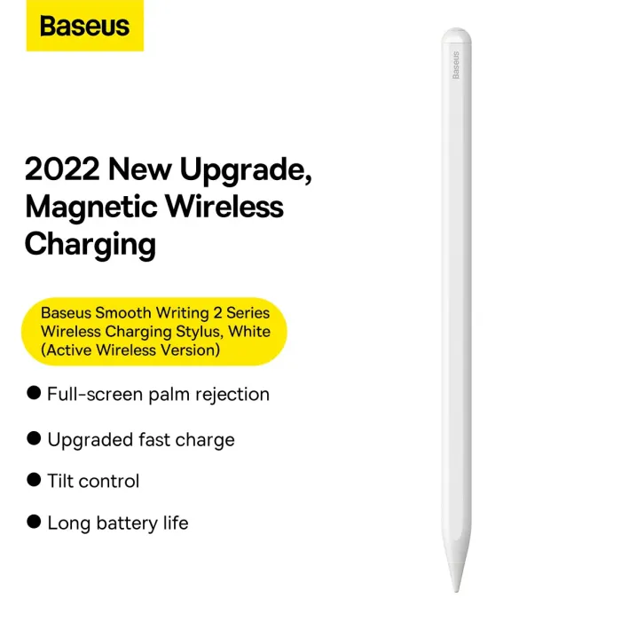 Baseus Smooth Writing 2 Series Dual Charging Stylus, White Active Version Wireless/Cabled Charging Baseus Smooth Writing 2 Series Dual Charging Stylus, White Active Version Wireless/Cabled Charging - Image 1