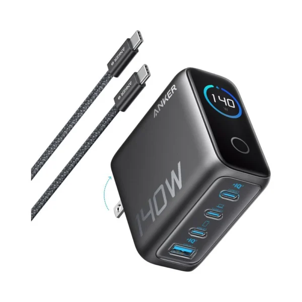 Anker Charger, 140W, 4-Port, PD 3.1 with 5ft Usb-C Cable