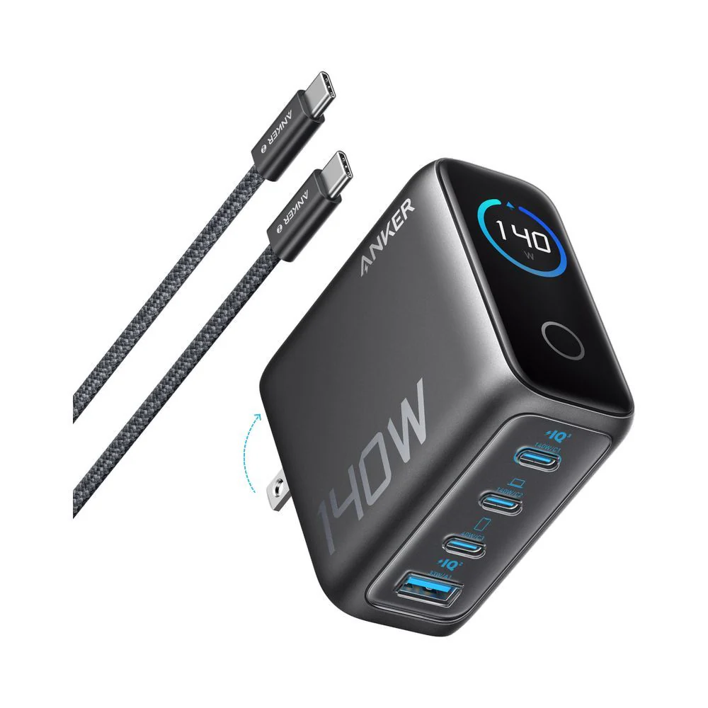 Anker Charger, 140W, 4-Port, PD 3.1 with 5ft Usb-C Cable Anker Charger, 140W, 4-Port, PD 3.1 with 5ft Usb-C Cable - Image 1