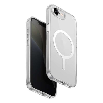 Original UNIQ LifePro MagSafe compatible clear phone case for iPhone 16E with shockproof protection