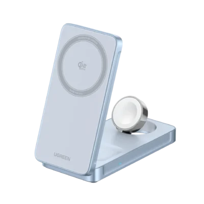 UGREEN MagFlow Qi2 25W Wireless Charger charging iPhone, Apple Watch and AirPods simultaneously