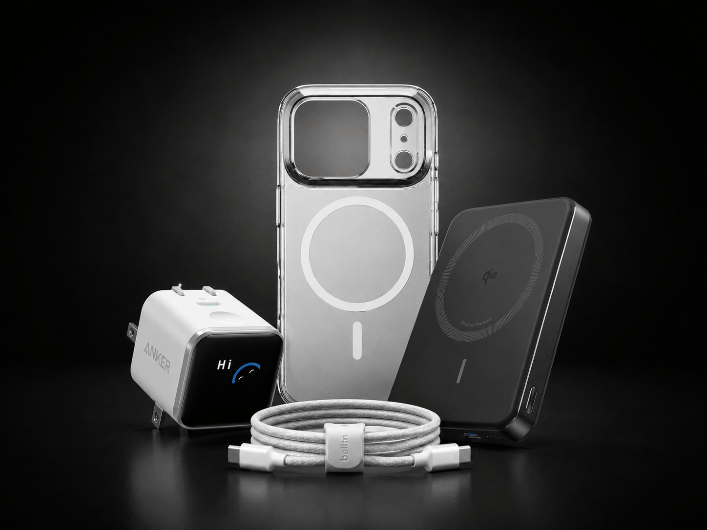 Phone accessories including cases, chargers and mobile essentials