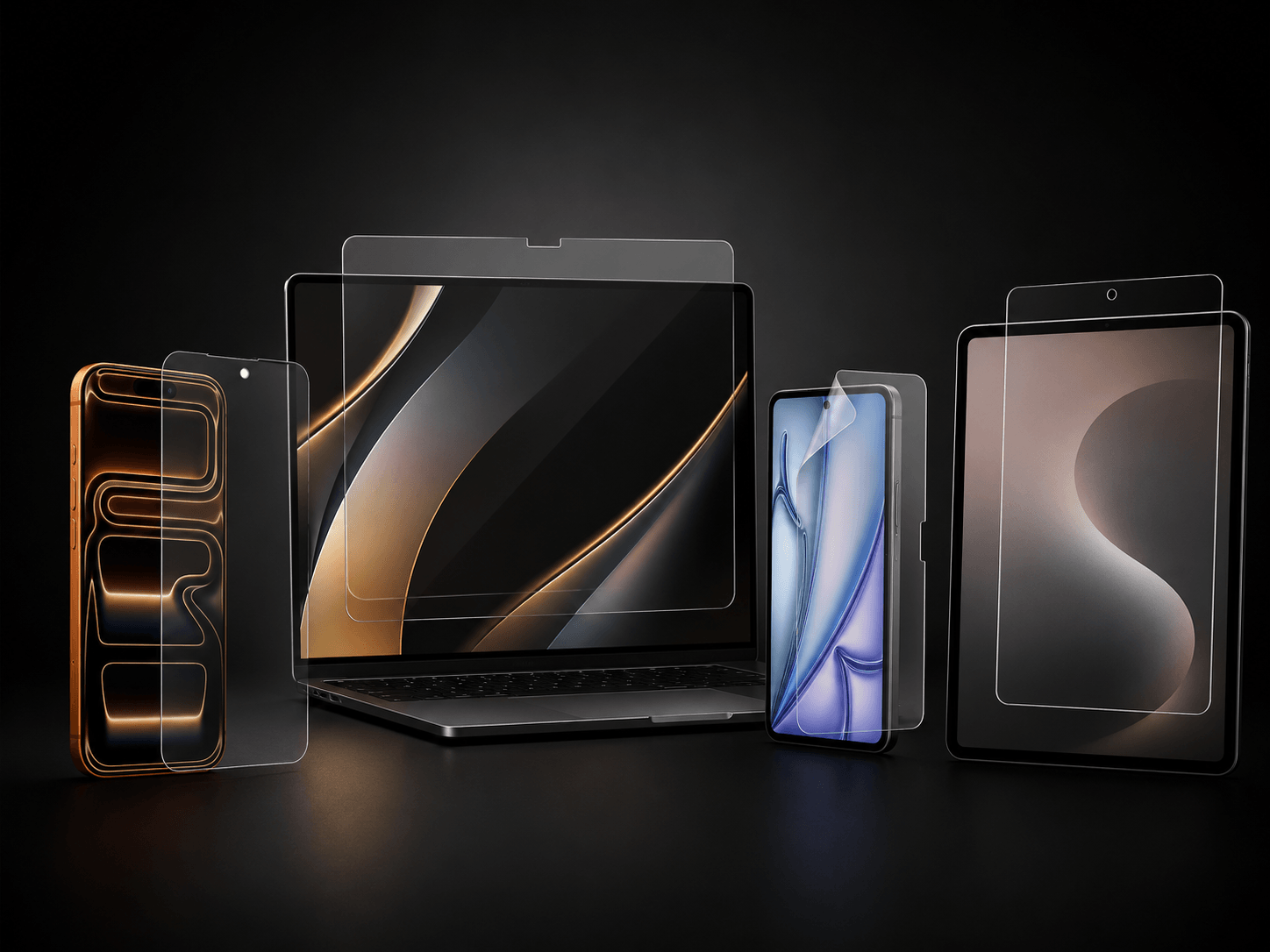 Screen protectors for iPhone, Android, MacBook and iPad