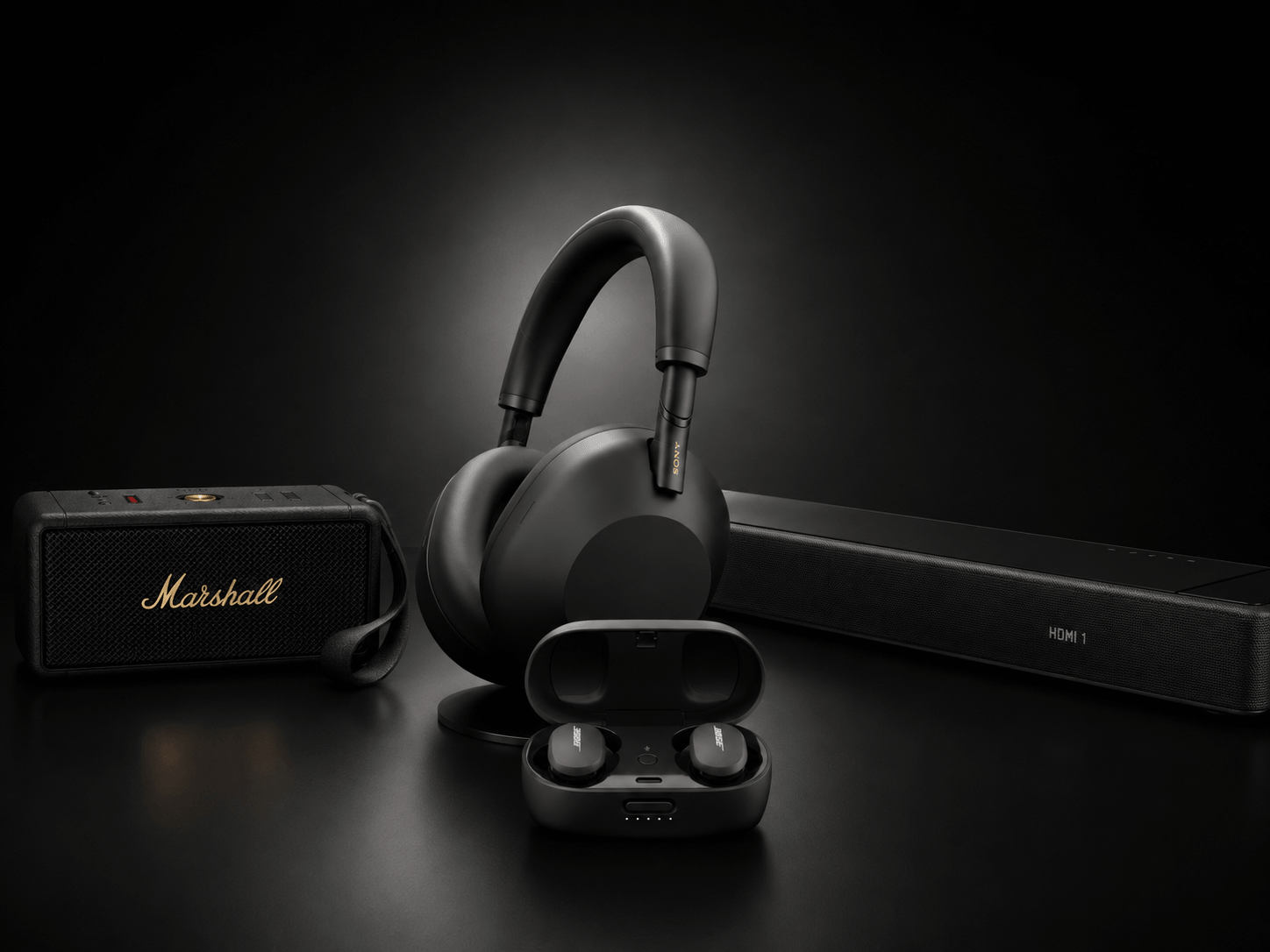 Audio products including headphones, earbuds, speakers and soundbars